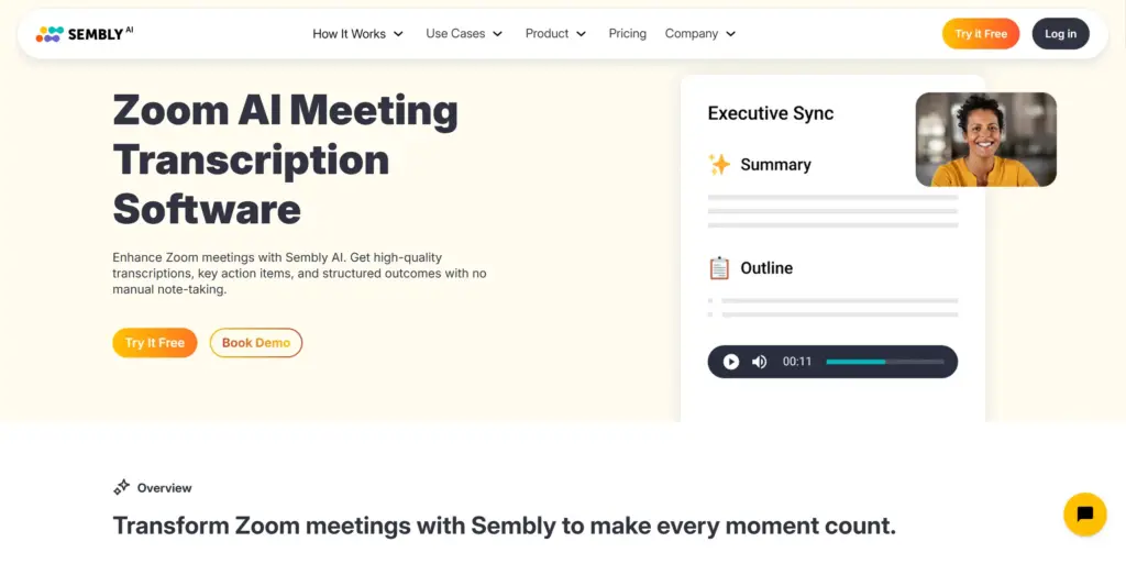 Sembly AI Zoom会議文字起こし