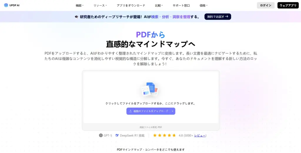 UPDF AI PDFからマインドマップへ