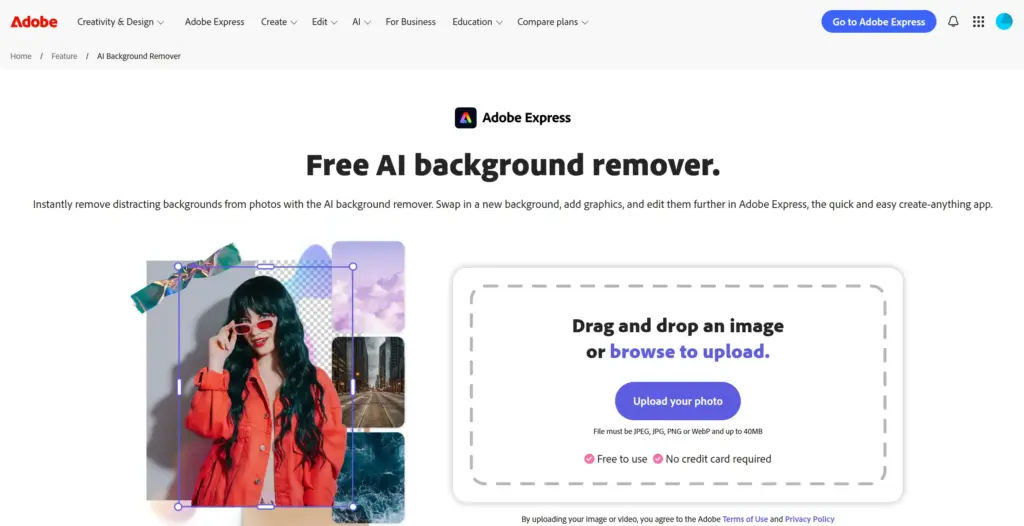 Adobe Express - AI背景透過ツール