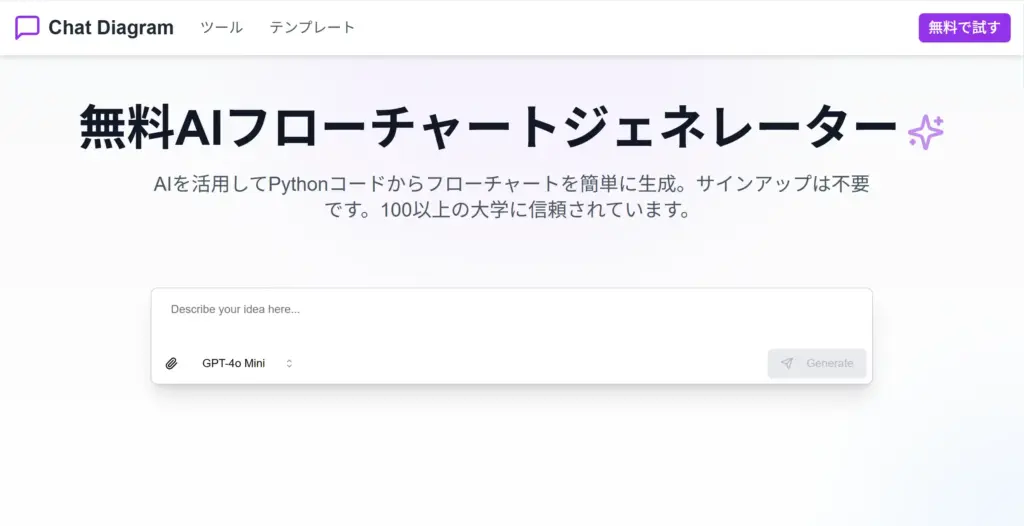 ChatDiagram Pythonフローチャートジェネレーター