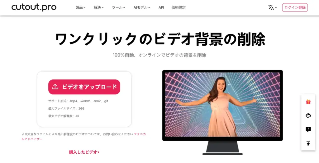 Cutout.pro ビデオの背景を削除