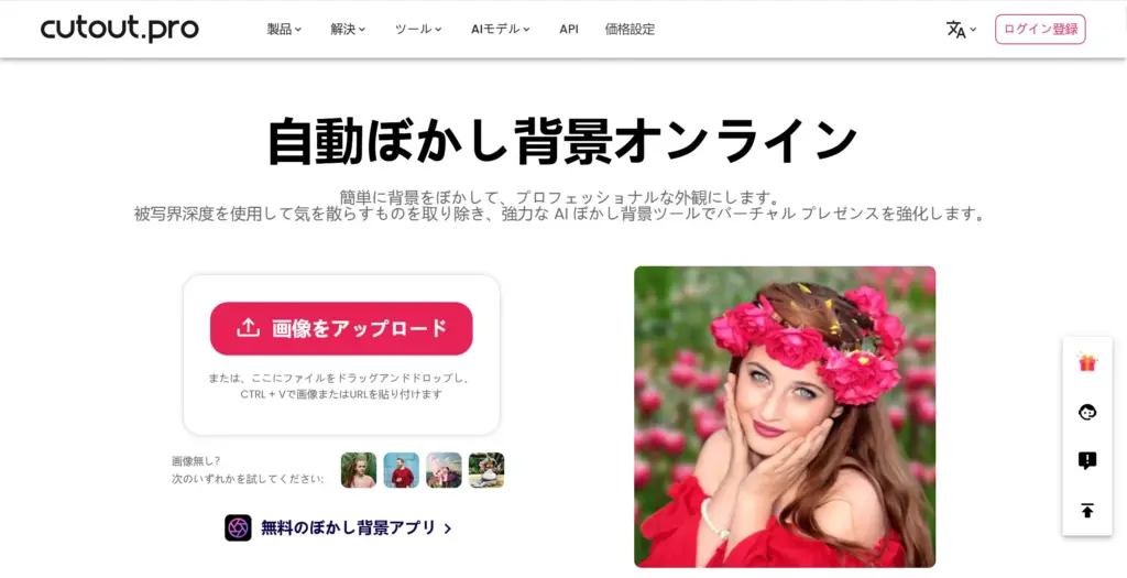 Cutout.pro - 自動背景ぼかし