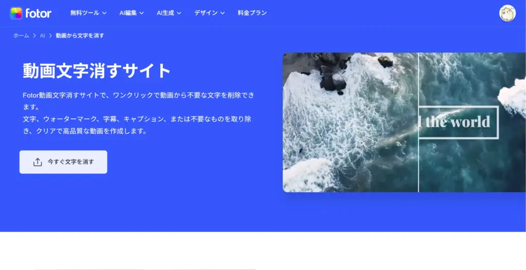 Fotor 動画文字消すサイト