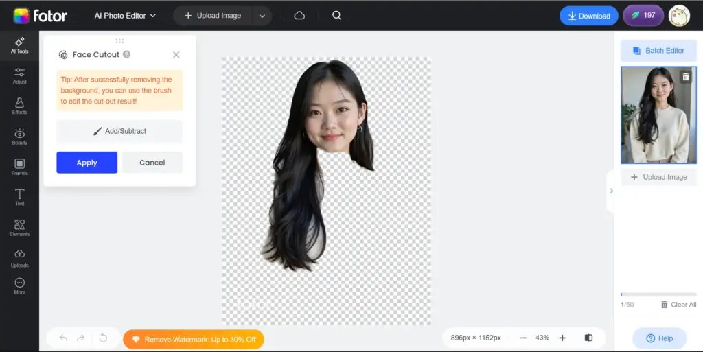 Fotor 顔だけ切り抜きサイト