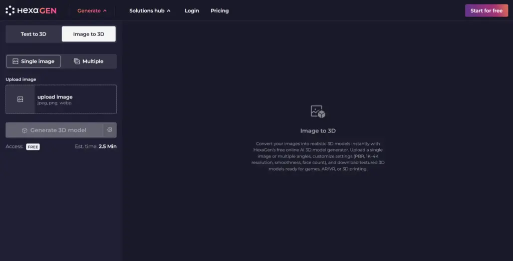 HexaGen 画像から3Dモデルへ