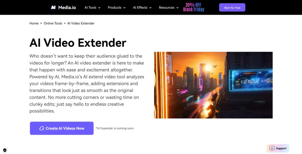 Media.io AI 動画延長