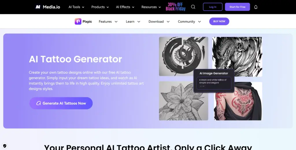 Media.io AIタトゥージェネレーター