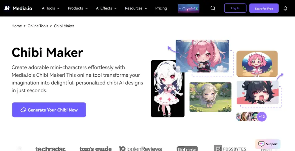 Media.io - 多機能なAIちびメーカー