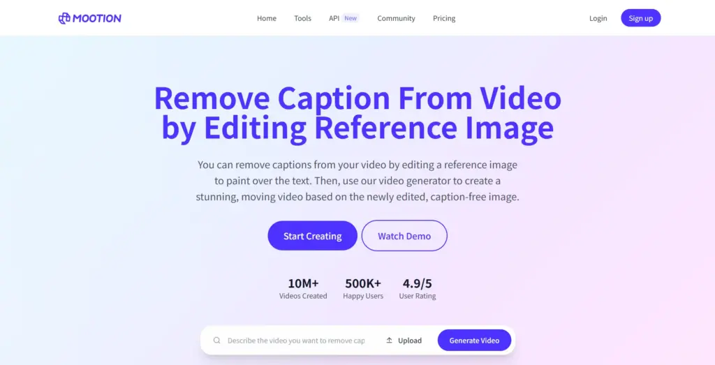 Mootion AI動画字幕リムーバー