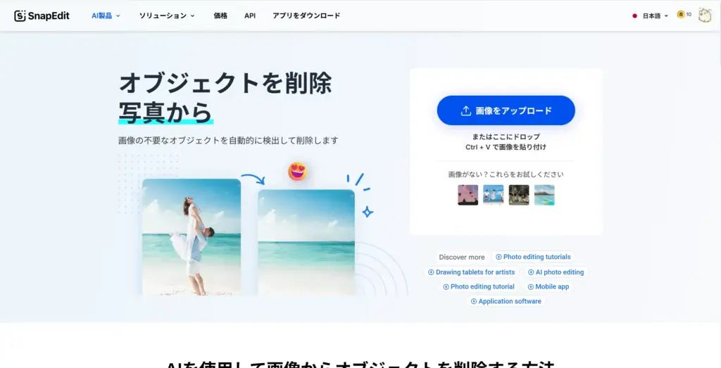 SnapEdit - AIが自動で不要なものを検出