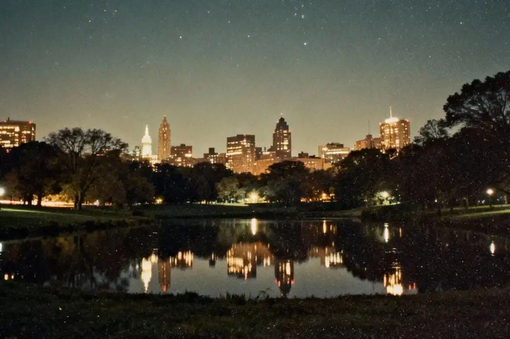 ノイズのある夜景の写真